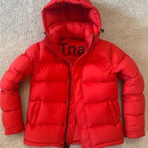 Aritzia Tna Vibrant Red Puffer Coat